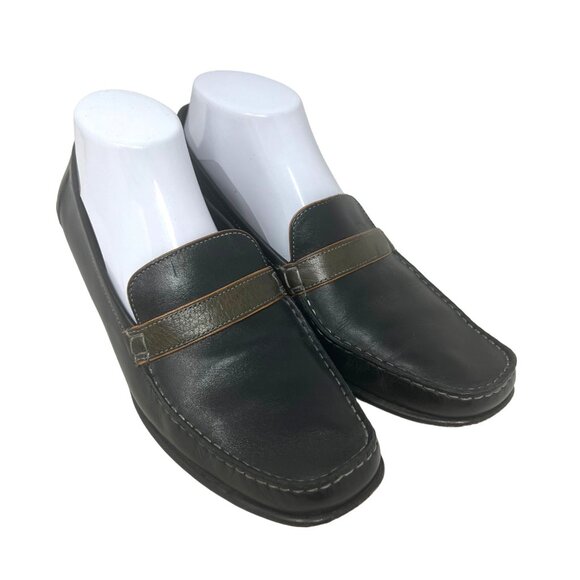 Cole Haan‎ Black Green Leather Moc Toe Loafer Leather Sole Size 9B - Picture 3 of 9